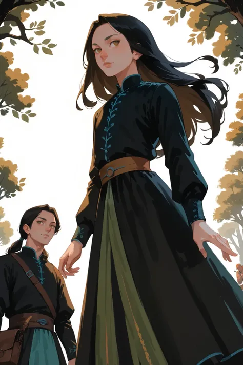 score_9, score_8_up, score_7_up, 2girl, 3boys, different characters, standing, long hair, wearing a vibrant medieval clothing, detailed clothing, sketches, darkrealmone:1.5, flat painting, msmln, character sheet, extreme angle pov,, dynamic pose, standing ...