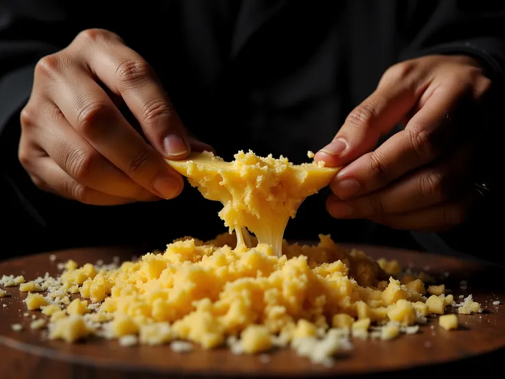 Close-up of hands of people snacking on Parmesan cheese, dramatic lighting, propaganda photo, advertisement image