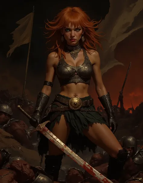 ((artwork, highest quality, Highest image quality, high resolution, photorealistic, CRU photo, 8k)),(best quality, 4k, high resolution, masterpiece: 1.2), ultra detailed, (realistic, photorealistic: 1.37), ray tracing. Best quality, masterpiece,Red Sonja s...