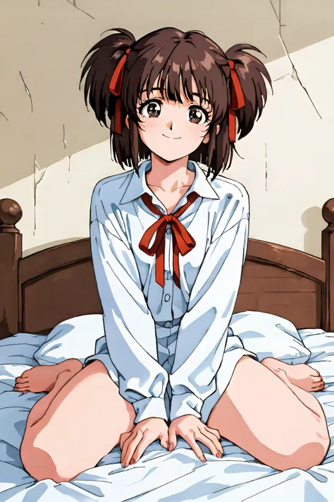 kayo,dark brown eyes,dark brown hair,two side hair,shoulder-length short hair,hair tied thin red ribbons,,tareme,labiomental sulcus,masterpiece,best quality,amazing quality,ultra detailed, very aesthetic,highres, beautiful detailed hair, beautiful detailed...