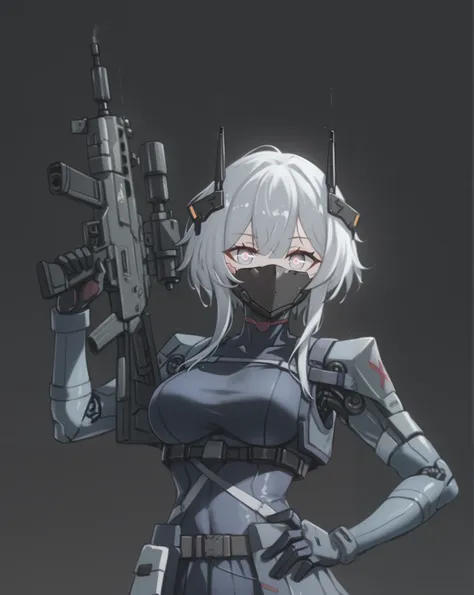 Woman with gun in futuristic outfit, m4 sopmod ii girls frontline, mechanized female warrior, wearing tactical armor, from girls frontline, girls frontline style, details. girls frontline, clear eyes concept art, cyberpunk anime girl mecha, armed, schoolgi...