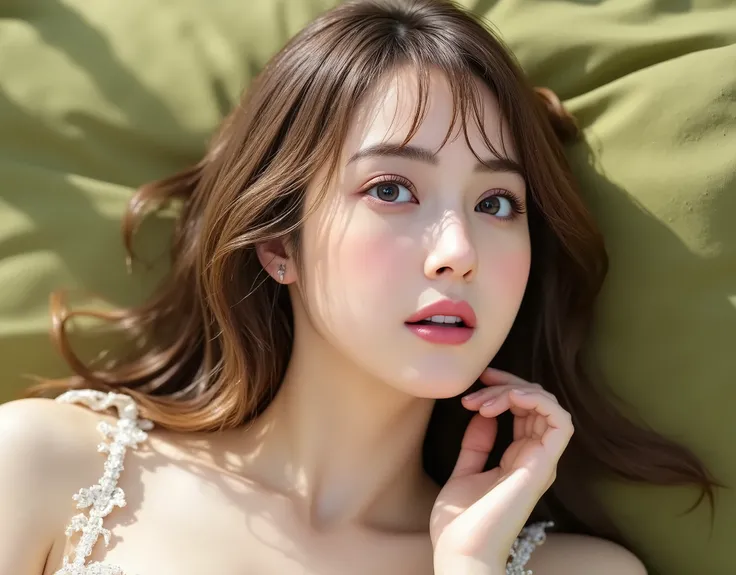 NSFW, (Highest quality), (Ultra-precise CG 16K wallpaper), (Realistic), (High saturation), (Sharp), Beautiful detailed shading, Beautiful natural lighting, Beautiful detail glow, (Late afternoon sunlight), Natural light, Depth of field, (Mature 24 year old...
