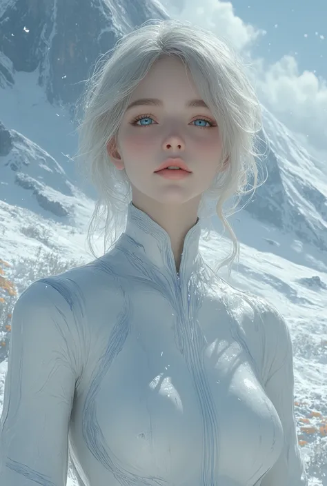 (ultra Realistic) , (illustration), (Enhance resolution), (8k), ( Extremely Detailed), ( detailed face ), Slim Body, in the dark , deep shadow, low profile, pureerosfaceace_v1, Happy smile, Winter, Mountain