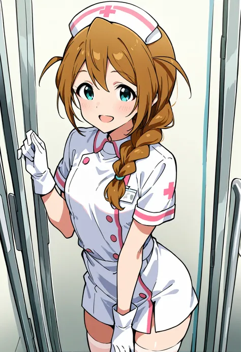 Score_9, score_8_up, score_7_up, source_anime, baba konomi, solo, single braid, brown hair, aqua eyes, hair over shoulder, small breasts, (best quality), (high quality), {masterpiece}, extremely delicate and beautiful, ultra-detailed, beautiful detailed ey...