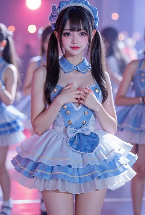 (extremely detailed, score_9, score_8_up, score_7_up, Very detailed, Detailed, Sharp focus, 8K UHD), Realistic full-body photo of a petite and very young Japanese woman, (((Full body costume visible, thick legs visible, chubby woman))), Big smile, detailed...