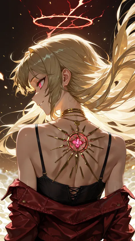 by [arknights|(748cmstyle:0.5)], god rays, cinematic shot, mature, young adult, masterpiece, best quality, amazing quality, very aesthetic, high resolution, ultra-detailed, absurdres,
1girl, woman, solo, alone,(dynamic pose, side eye, rear shot, upper body...