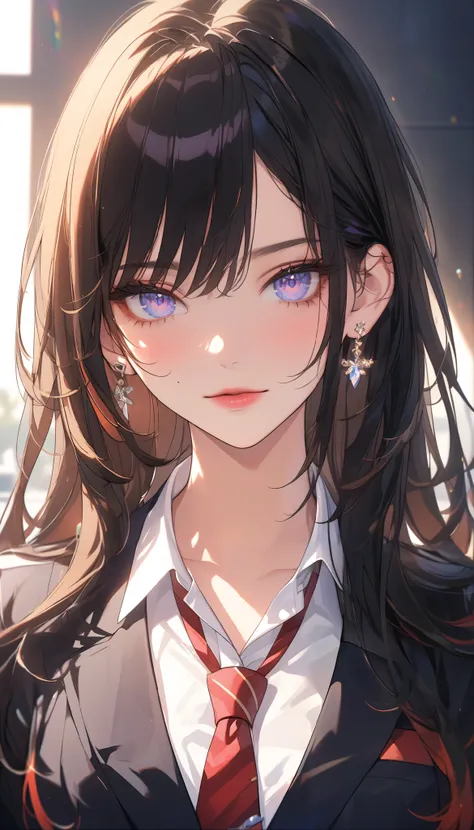 ( masterpiece, ultra high definition , Top Quality , clear focus , shadow, Ultra High Resolution, 8k, Perfect Anatomy) , perfect face, ( detailed face ), ( detailed eyes ), beautiful young female, school uniform, big , black half up hair, lipstick on face,...