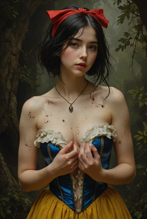 A tainted Snow White living with savage dwarves

((NSFW))
rmbt,
18th century,

1girl, 7guys,
Young Snow White, Snow White being gang-raped by the seven dwarfs,
Everyone says Snow White is a slut,
She has black bob hair with red ribbons,
Snow White is scare...