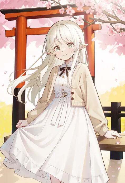 ((best quality)), ((masterpiece)), (detailed face and eyes), perfect face, accurate, textured skin, high details, highres, A serene Japanese spring scene with cherry blossoms in full bloom, petals gently drifting in the breeze. A young woman stands alone, ...