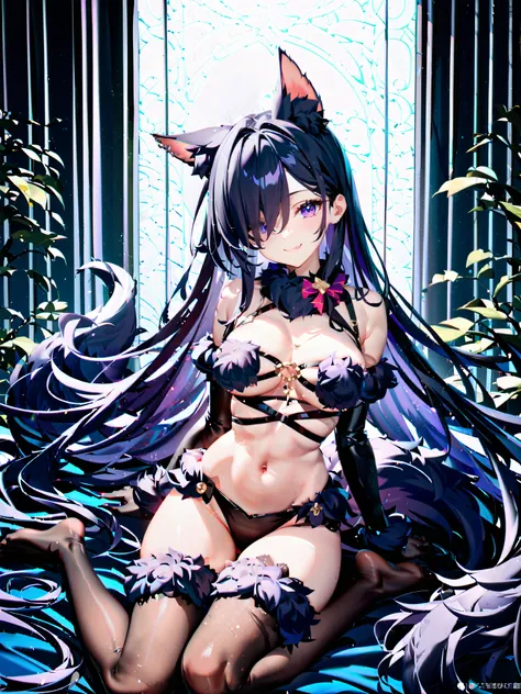 masterpiece, best quality, integrated scenery, integrated background, extremely delicate and beautiful, meticulous details, good composition, , cute face, perfect face, perfect hands, 1young__girl,  \(Cosplay \), dark_violet_long_hair,long_bang,(hair_over_...
