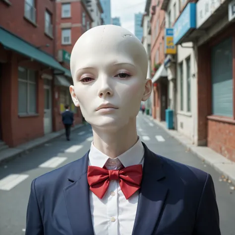 (invisible:1.5, no humans:1.5, headless:1.5, faceless:1.5), (Mid-chest), (School blazer , red check bow tie, in city1.2), (bust shot), standing, (TOP QUALITY:1.2, very detailed, High Detailed CG Illustration, Soft Focus , masterpiece:1.2, BEST AESTHETICS...