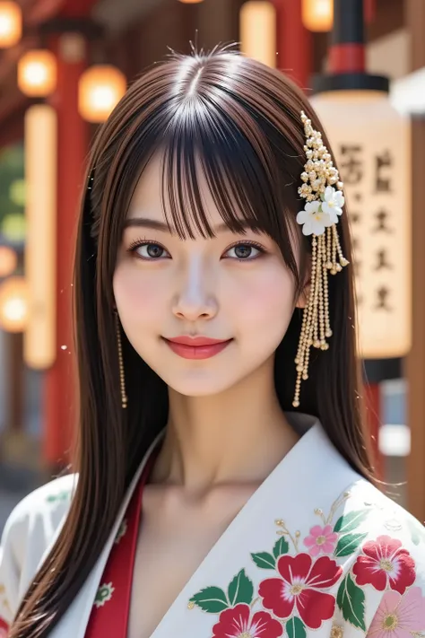 A highly detailed and ultra-realistic digital illustration of a beautiful young Asian woman, explicitly framed from just above her chest upwards, fully capturing her entire head, including the crown and clearly visible hair whorl. The composition ensures h...