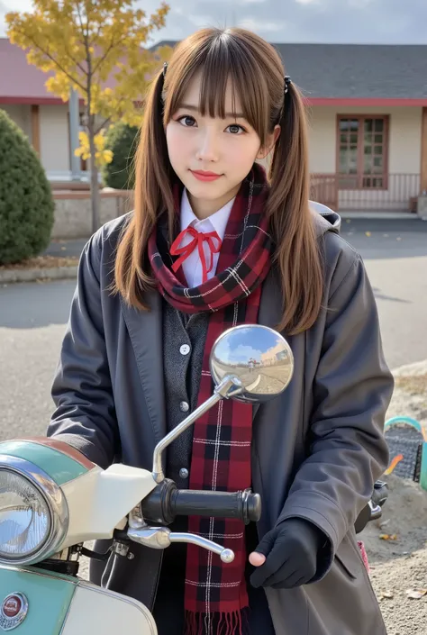 Super Real, photorealistic, dramatic scene, shadow, global lighting, Alone, (Age Famous Japanese Idol Girl), a very pretty delicate Japanese girl, Very beautiful、very cute but cool face like a boy, (very big breasts), Surimi West, (Wears a cute Japanese hi...