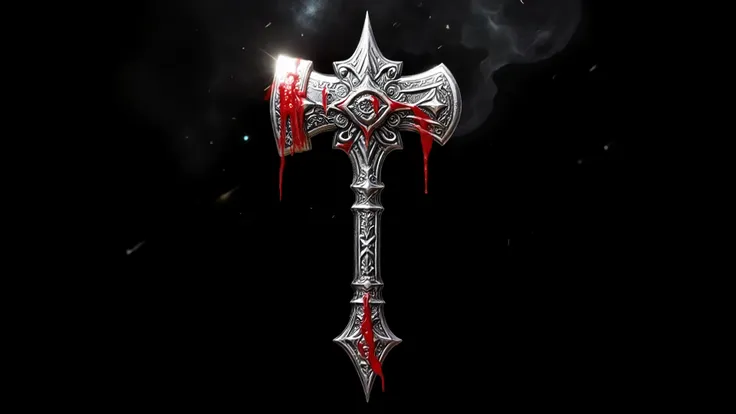 corporate_logo, black_background, gothic_styled, silver_bloodstained_warhammer logo