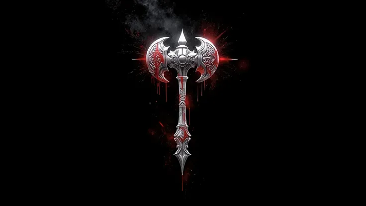 corporate_logo, black_background, gothic_styled, silver_bloodstained_warhammer logo