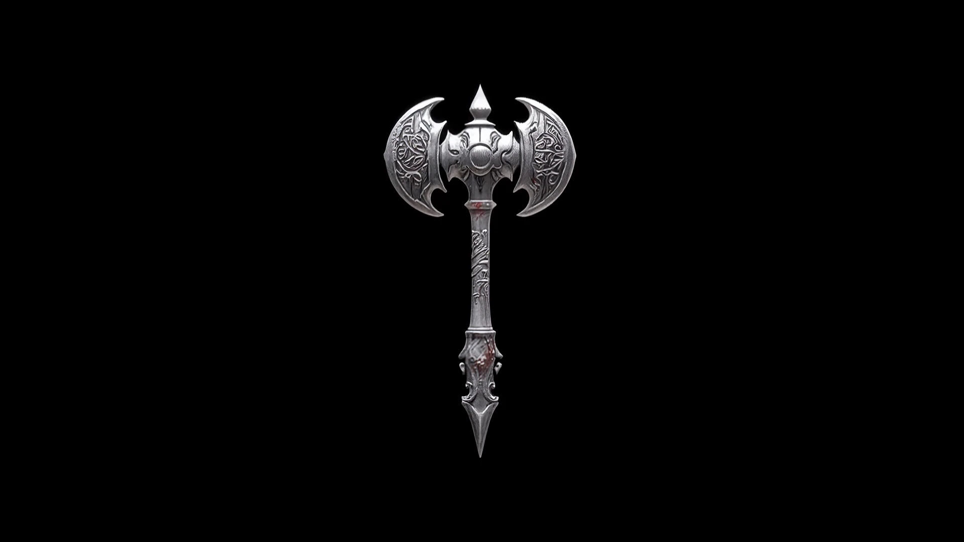 corporate_logo, black_background, gothic_styled, silver_bloodstained_warhammer, Gothic barbarian look and feel