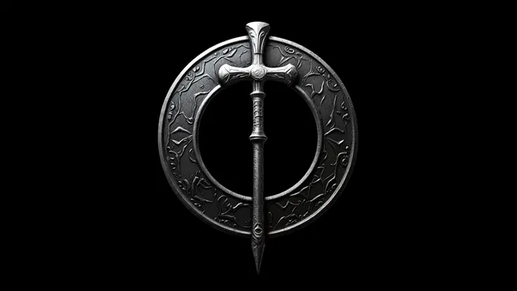 corporate_logo, black_background, gothic_styled, silver_bloodstained_warhammer, Gothic barbarian look and feel