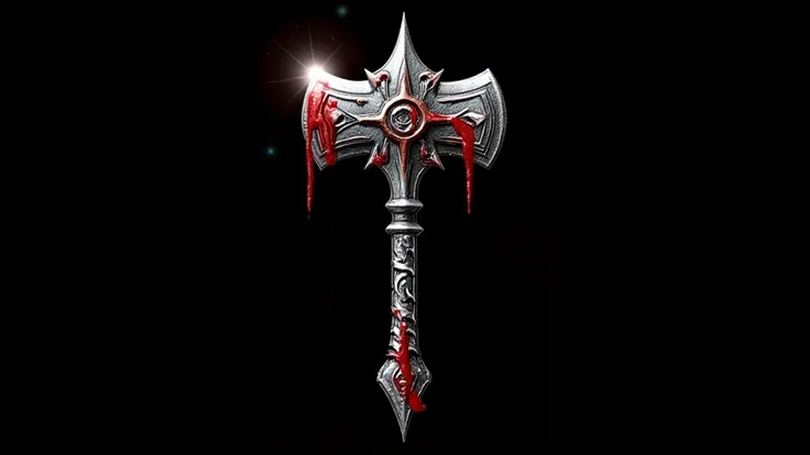 corporate_logo, black_background, gothic_styled, silver_bloodstained_warhammer, Gothic barbarian look and feel