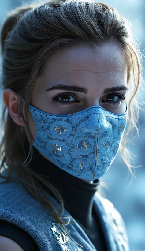 Here is a detailed prompt to generate an image ** super realistic** da Sophie Turner como **Frost**, focused **only on the face**, with a very detailed and shiny white metallic mask, and an impactful background:
Close-up do rosto. Extremely realistic b...