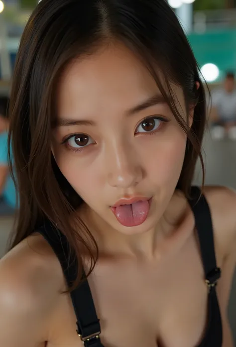 score_9,score_8_up,score_7_up,Super Detail,absolute resolution,32K,masterpiece,Best Quality,super high image quality,Detailed Beautiful Face and Eyes,surreal,Beautiful Japanese Mature, Gold, straight hair ,(open your mouth+stick out your tongue+Be in heat)...