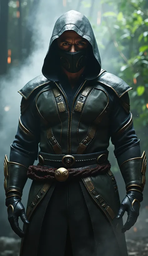 robert downey jr. like Smoke brings an elegant and complex reinterpretation of the character of * mortal kombat*. Wearing a dark gray ninja outfit, almost metallic, he exudes a mysterious and unpredictable presence, with his smoke and shadow inspired look...