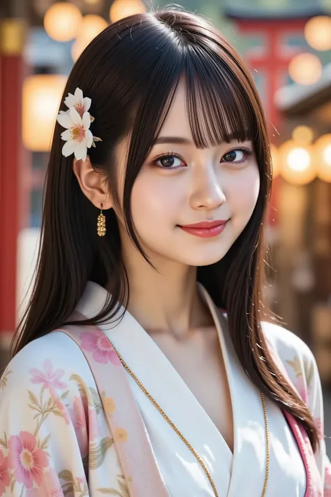 A highly detailed and ultra-realistic digital illustration of a beautiful young Asian woman, explicitly framed from just above her chest upwards, fully capturing her entire head, including the crown and clearly visible hair whorl. The composition ensures h...