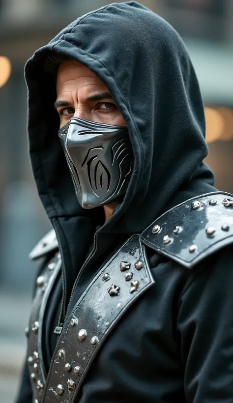 Here is a detailed prompt to generate an image **super realistic** by Ludacris as ****, focused on **upper body**, with a shiny metallic suit and impactful details, e um Bottom marcante: --- **"Hyper-realistic close-up by Jake Gyllenhaal as , the enigmatic...