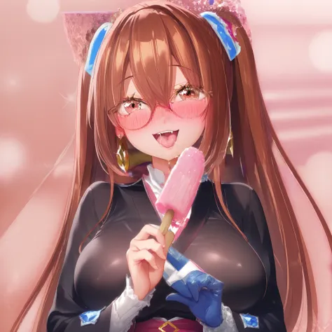 1 girl, high resolution, long hair, Big Breasts, animal ears, fox ears, fox ears, hoop earrings, , smiles, smiles, smile,  happy/joy, Sluggish Eyes , simple background,  looks up, high resolution, high resolution, high resolution, masterpiece, masterpiece,...