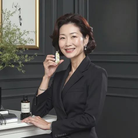 dslr photo of 60 years old korean woman looking at camera
