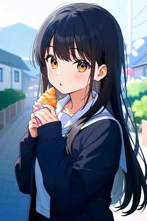 black hair、long hair、HIGH SCHOOL GIRLS、Top Quality、town