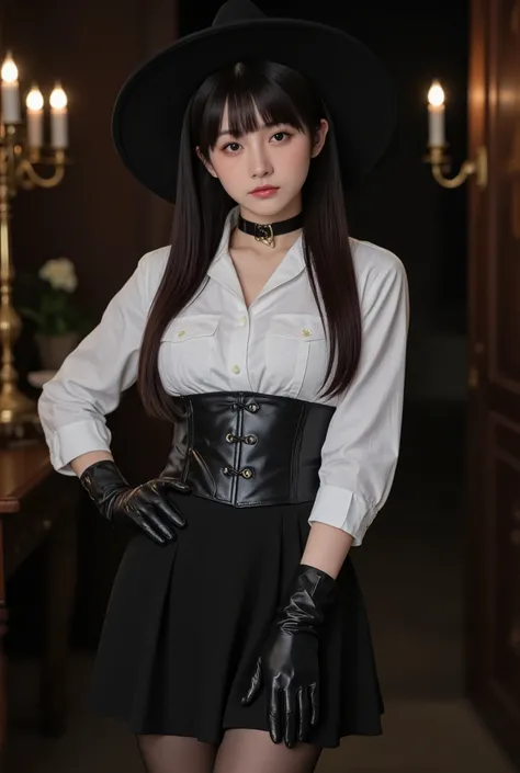 masterpiece, beautiful art, professional artist, 8K, sciamano240 art style, very detailed face, detailed clothing, Detailed fabric, (A young girl of short stature), ((hands on the hip)), (top view), perfectly drawn body , beautiful face, closed lip vest...