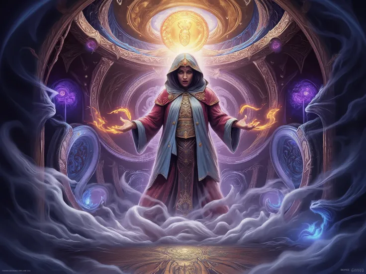 magic, magic background, magical symbols, magical attributes and figurines, rich atmosphere