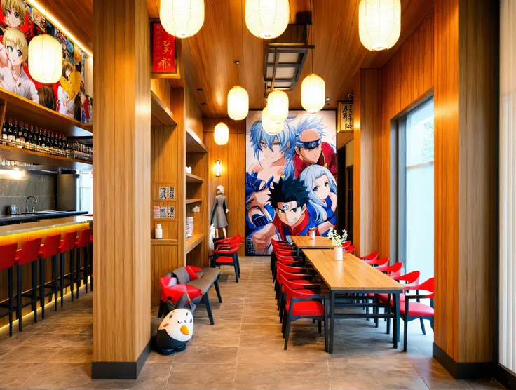 Raw photo,Masterpiece, high quality, best quality, authentic, super detail, interior, indoors, jappan, anime,restaurant