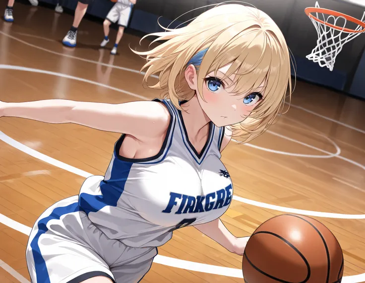 ((((masterpiece)))), (((( best quality)))),  high image quality,fine grain, detailed face ,   Gold,  basketball，uniform、Big Breasts 