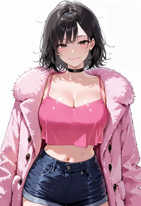 high res image, Beautiful girl with slim body, (masterpiece, detailed:1.2), (1girl:1.4), (black hair, short hair, messy hair, long side bangs), (dynamic poses), looking at viewer, (enjoyed, light smile), (brown eyes, detail eyes), Beautiful eyes, (average ...