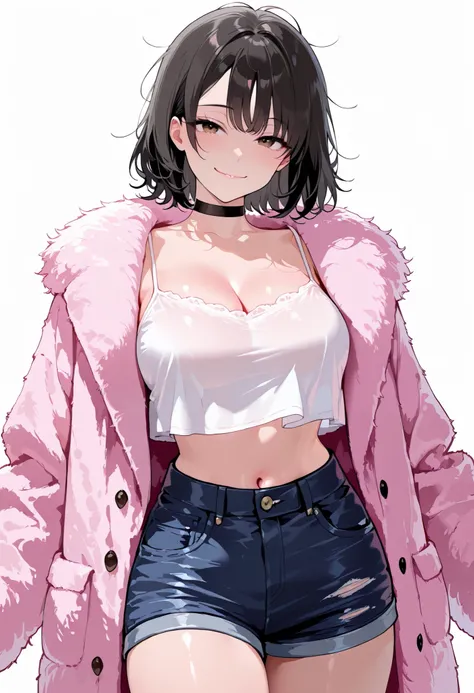 high res image, Beautiful girl with slim body, (masterpiece, detailed:1.2), (1girl:1.4), (black hair, short hair, messy hair, long side bangs), (dynamic poses), looking at viewer, (enjoyed, light smile), (brown eyes, detail eyes), Beautiful eyes, (average ...