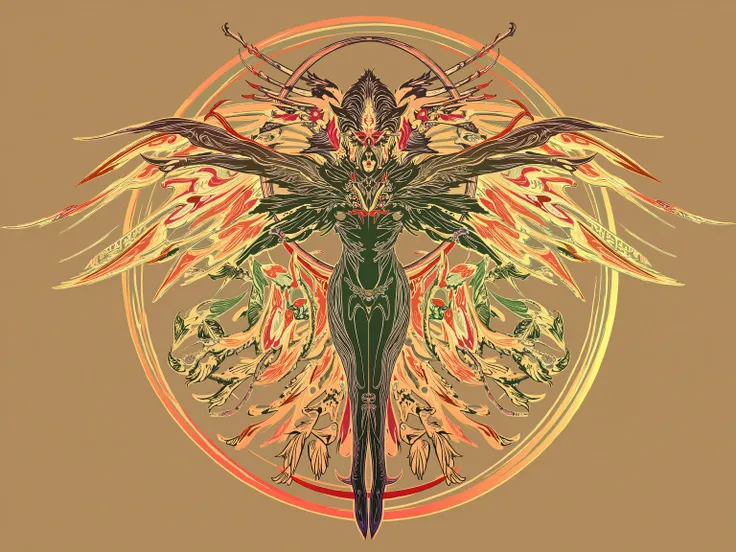 Vitruvian Man, anarchy symbol, extreme detail, Final Fantasy Logo