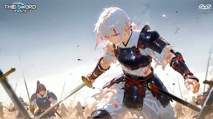 Japanese male warrior, Fit the sword exactly , On the battlefield, Torn Clothes, Injury , high quality DVD,