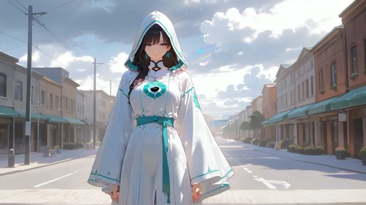 tall and beautiful work of art, Beauty Assassin , Wears a Rainbow-Colored Hooded Robe 。 That Robe Makes Him Invisible 。, Has a Poison Stinger , Normal Street , Tracking the Target , cloudy, Shadow, Contrast, Conceptual Installation Art, Super Detail, ...