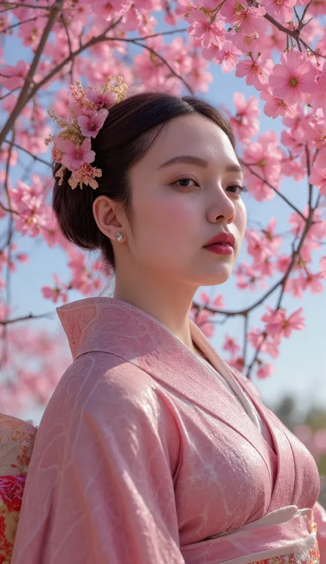 Create a breathtaking "Sakura Goddess" for an online contest! Imagine a divine figure adorned in an elegant kimono with intricate sakura-inspired textures, flowing gracefully in the breeze. Her presence radiates ethereal beauty, surrounded by a mesmerizing...