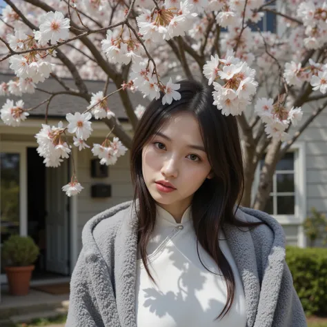 highquality electrobdsm photo, photorealistic fullbody view of slim young (((fullbreasted))) blackhaired Japanese woman, looking into camera close up, wide open eyes, looking surprised ashamed into camera, wondering helpless face close up, open mouth, stan...