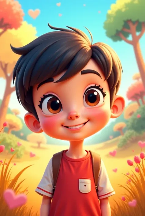 Short hair cute animated girl