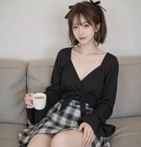 high quality of wavy lines,realistic,Detailed skin texture,Beautiful Japanese 18 year old woman,A pretty expression,seductive smile，virtual YouTuber,4K,fantasy,portrait,details,real,professional,vivid,Bokeh,studio lighting,extreme detail,photo shoot,high d...