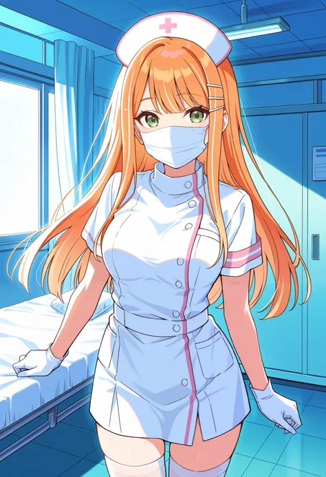 Score_9, score_8_up, score_7_up, source_anime, 1girl, shiun sumika, green eyes, long hair, jewelry, orange hair, hairclip, medium breasts, (best quality), (high quality), {masterpiece}, extremely delicate and beautiful, ultra-detailed, beautiful detailed e...