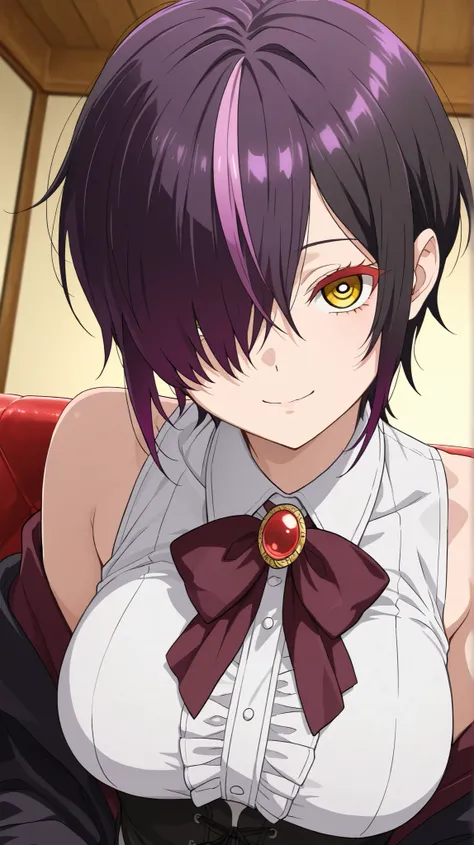 nihiro ,ishura
High quality ,  best quality , masterpiece,  High Resolution , anatomically correct,anime Coloring
Detailed hair color(LoRA:nihilo), Detailed Hairstyle(LoRA:nihilo) 
1girl,solo, Cool woman, adult
, black hair, purple hair, streaked hair (hai...