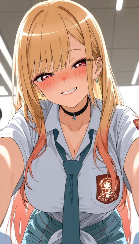 score_9, score_8_up, score_7_up, score_6_up, score_5_up, score_4_up, source_anime, Marin Kitagawa,tag1, tag2, best quality, high quality, 8k, very high resolution, perfect lighting, clear face, long hair, blonde hair, bangs, Indonesian high school uniform,...