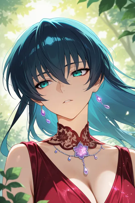 very aesthetic, highres, newest, anime screencap, anime coloring, 2d,1girl,igawa asagi, detailed portrait of a young anime girl, beautiful face with delicate features, serene expression, long flowing hair, intricate anime-style dress, detailed background w...