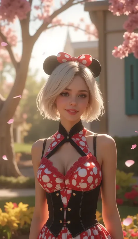 (Top Quality, masterpiece, award winning work, 16k), 、((a spring break, YorHa No.2 type B on spring break, a trip to Disney resort, walking through Disney resort: 1.2))、white bronde short hair, ( delicate facial expression、Delicate hair expression、Delicate...