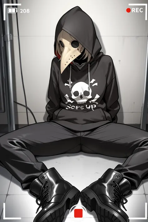 score 9 up, score 8 up, score 7 up, high resolution, masterpiece, accurate, high quality of wavy lines, high quality of wavy lines, high detail, Ultra high precision, super detailed, big black plague mask, male, black long pants, black hoodie, black shoes ...