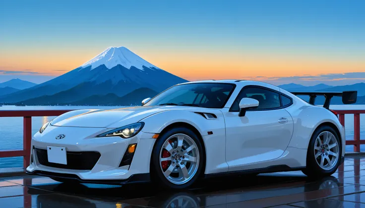 TOYOTA 86 with Japanese anime drawings、、Japanese woman、Spring Break 、Vacation、Mount Fuji